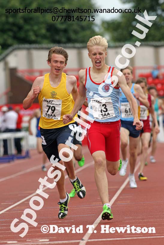 Junior boys 1500 metres, 2015 English Schools Track and Field Champs., Gateshead Stadium. Photo: David T. Hewitson/Sports for All Pics